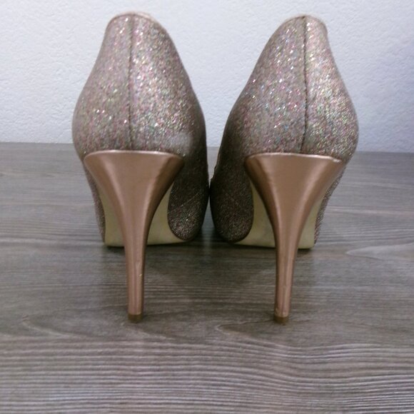 Rose Metallic Gold Multi Color Glitter High Stiletto Heels Ivanka Trump 7.5 - Picture 9 of 16